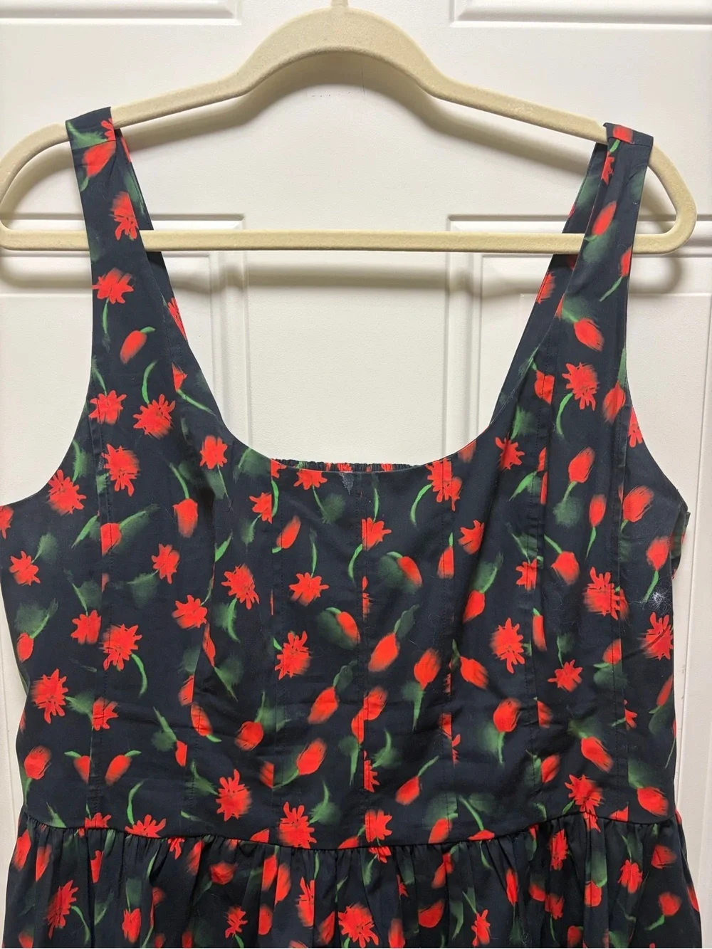 JCrew Black floral Fit and flare mini summer dress 16